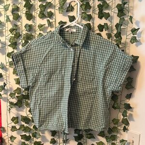 Madewell Plaid green Short Sleeve button up